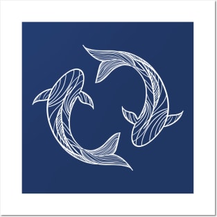 Zodiac sign set - Pisces - Twin Fish Posters and Art